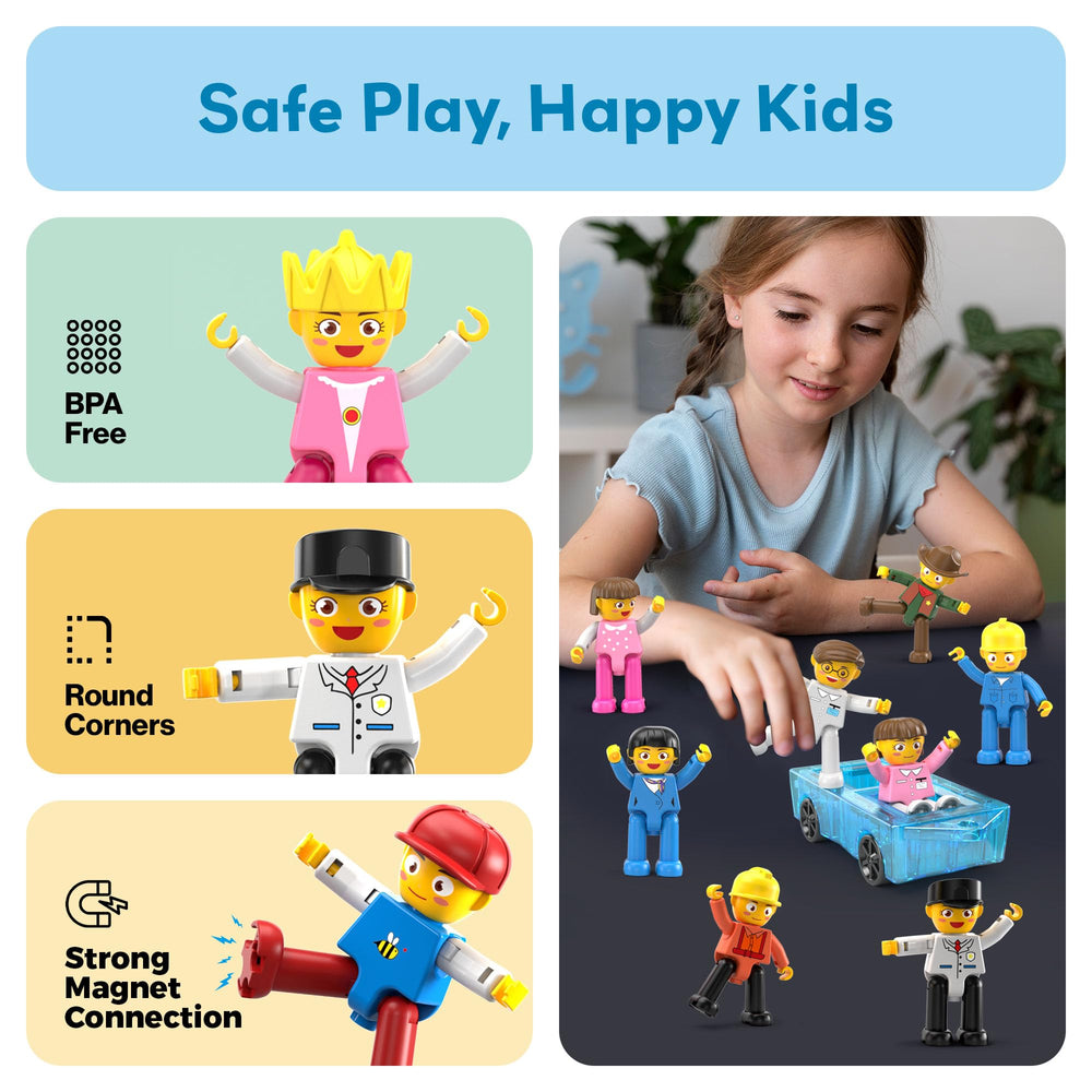 Family bonding with PicassoTiles as a shared building activity.