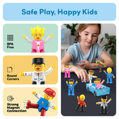 Family bonding with PicassoTiles as a shared building activity.