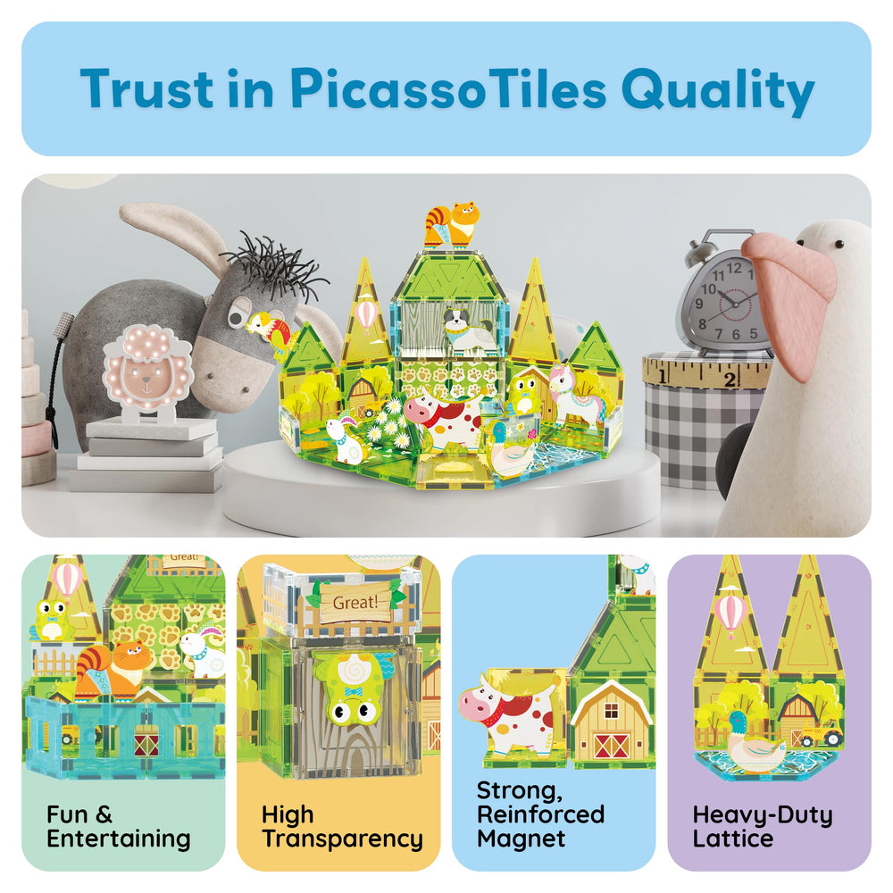 PicassoTiles farm-animal-cow: gentle animal piece adds farm-life context