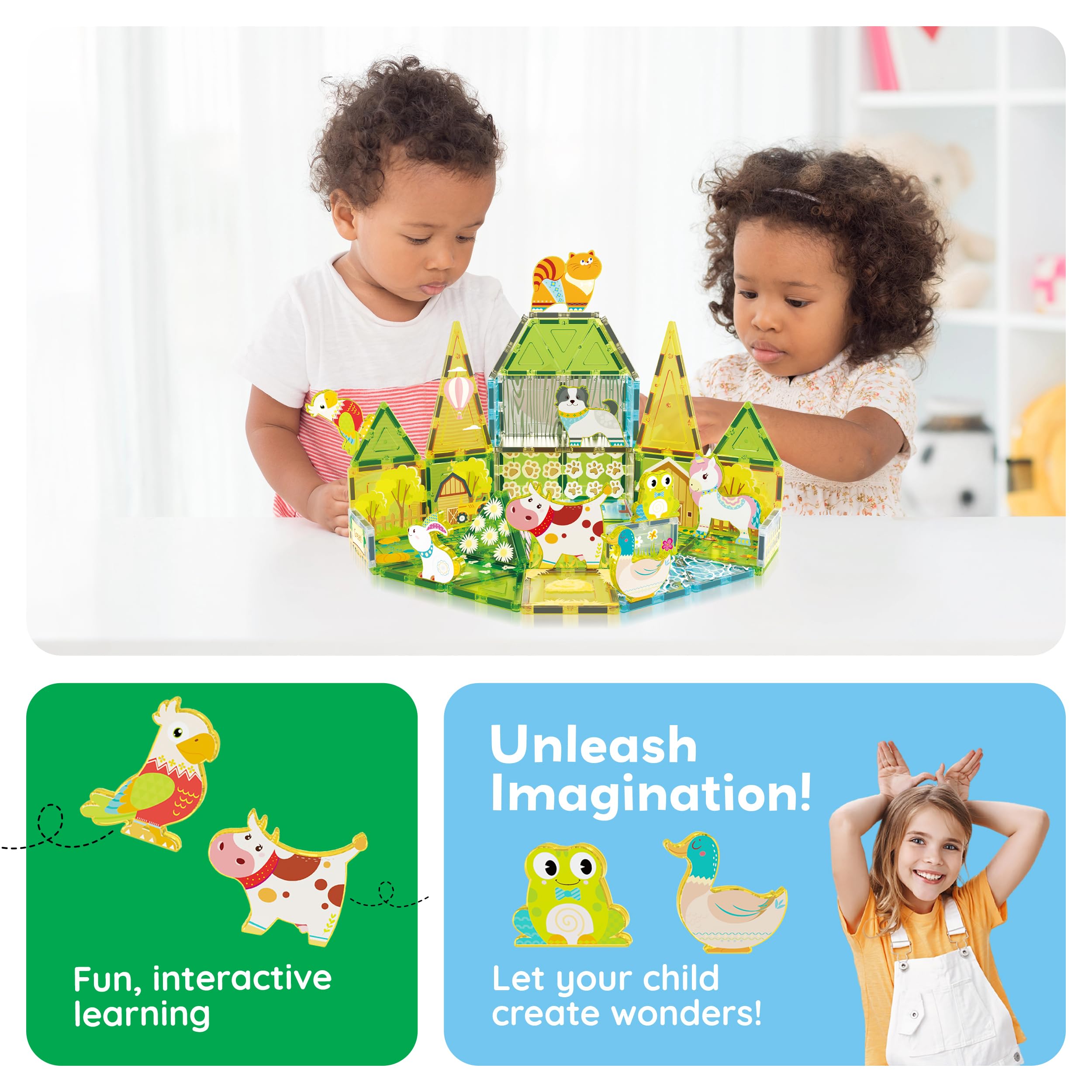 PicassoTiles farm-animal-frog: tactile figure enhances fine motor exploration