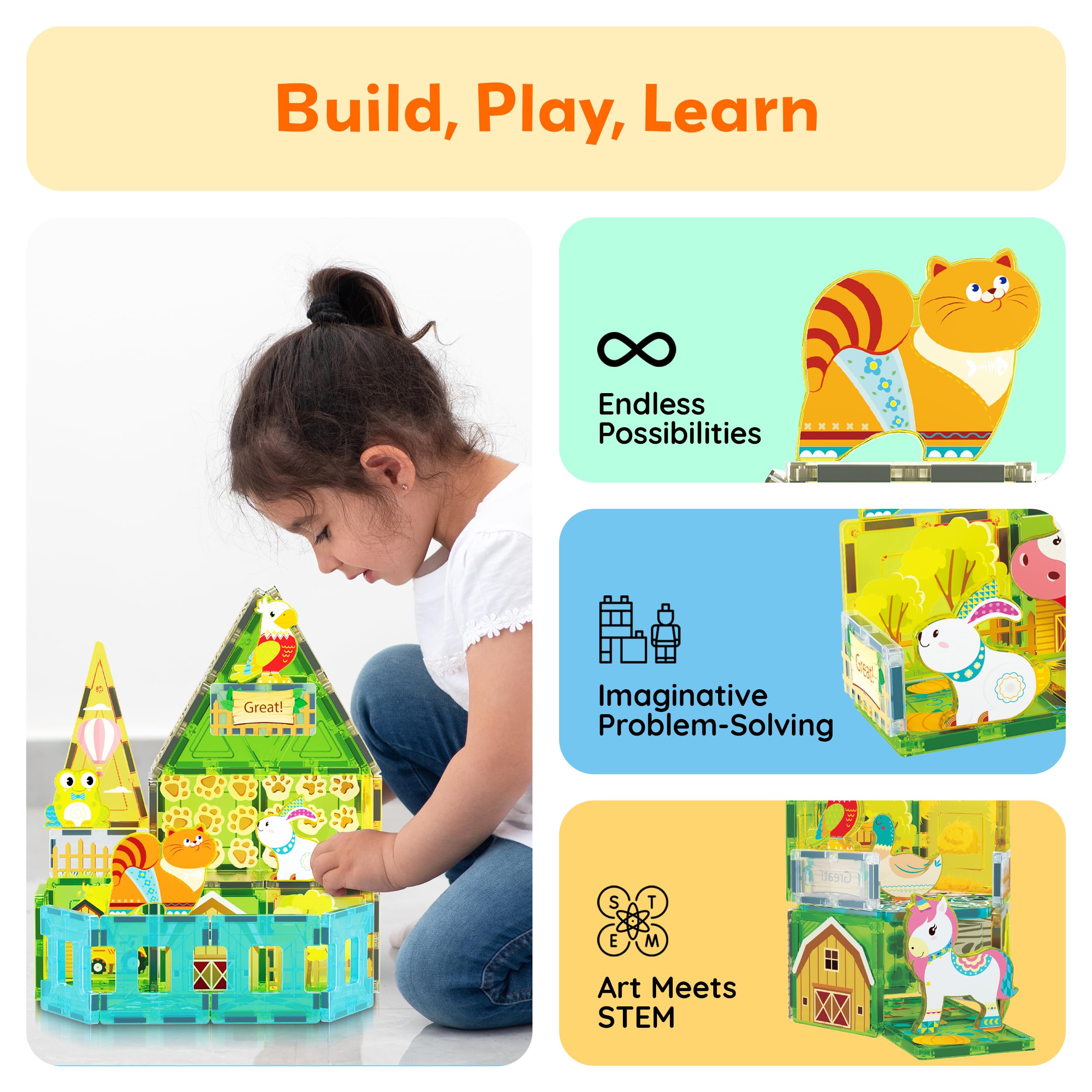 PicassoTiles farm-animal-parrot: bright figure aids imaginative dialogue and social play