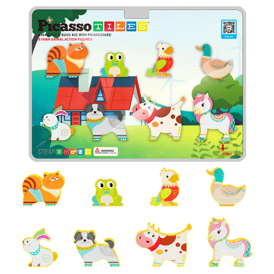 PicassoTiles farm cat figure for imaginative play and coordination