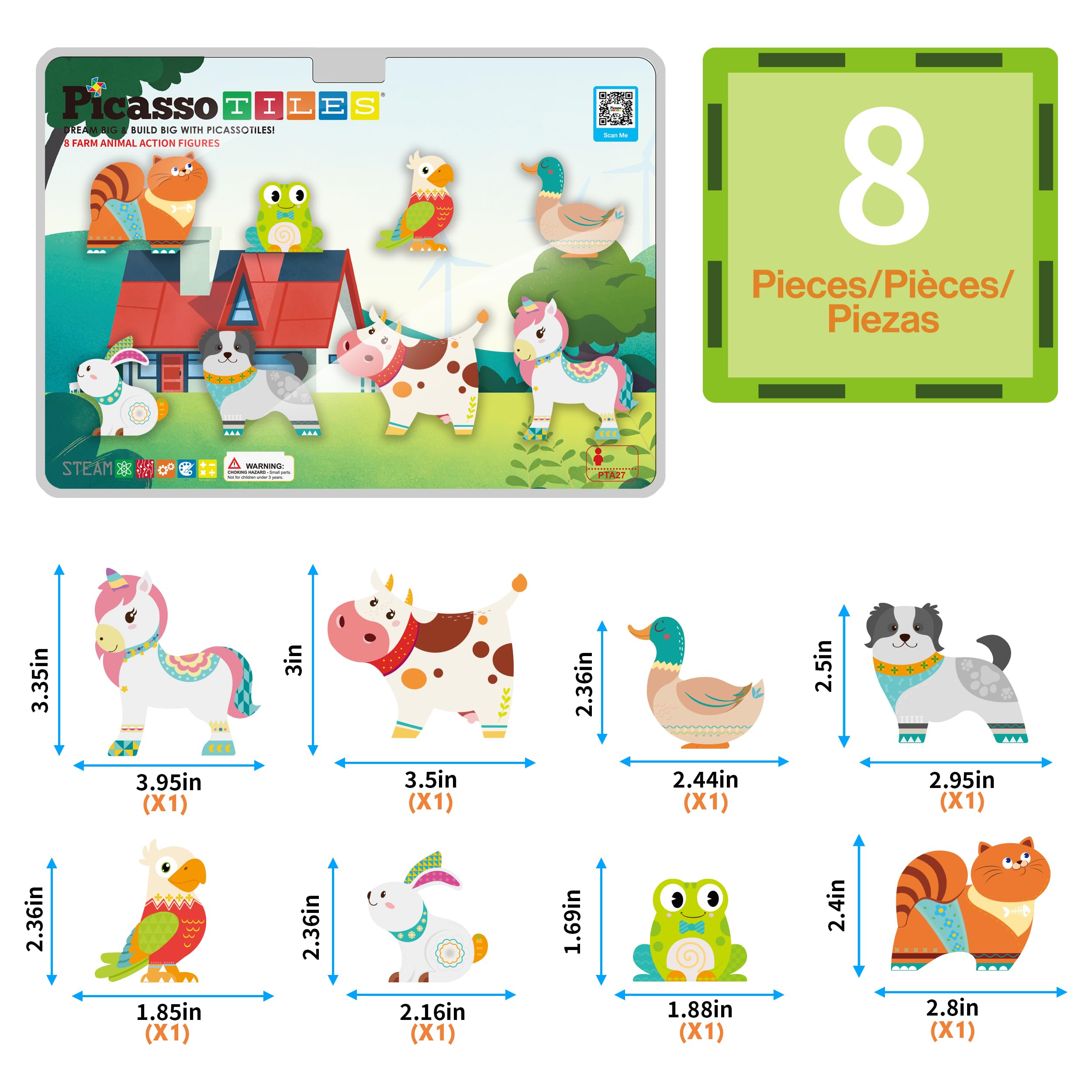 PicassoTiles farm parrot enhances storytelling with bright magnetic pieces