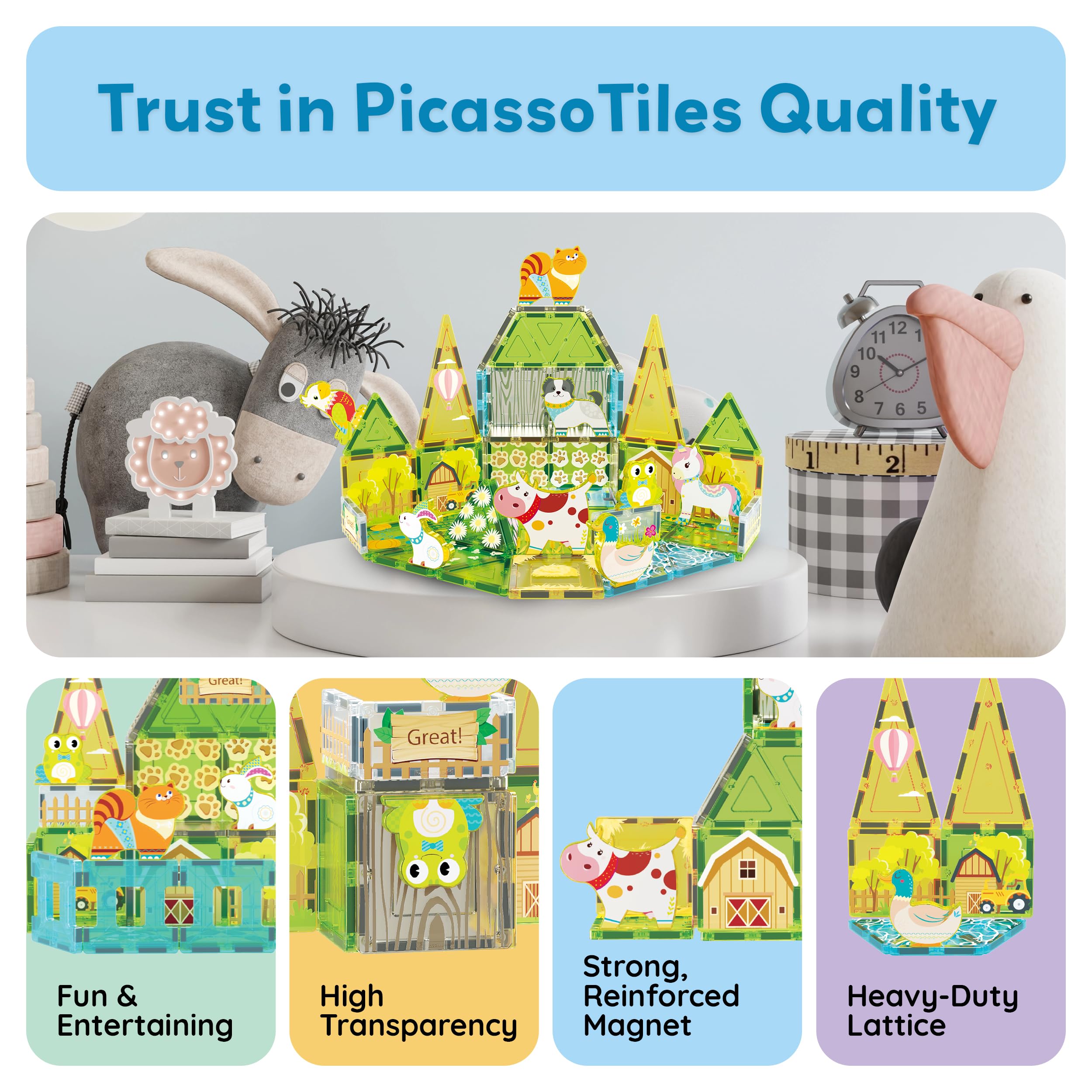 PicassoTiles farm unicorn sparks magical world-building and pretend play
