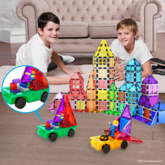 PicassoTiles flatbed with tiles storage highlights easy organization during collaborative building sessions.