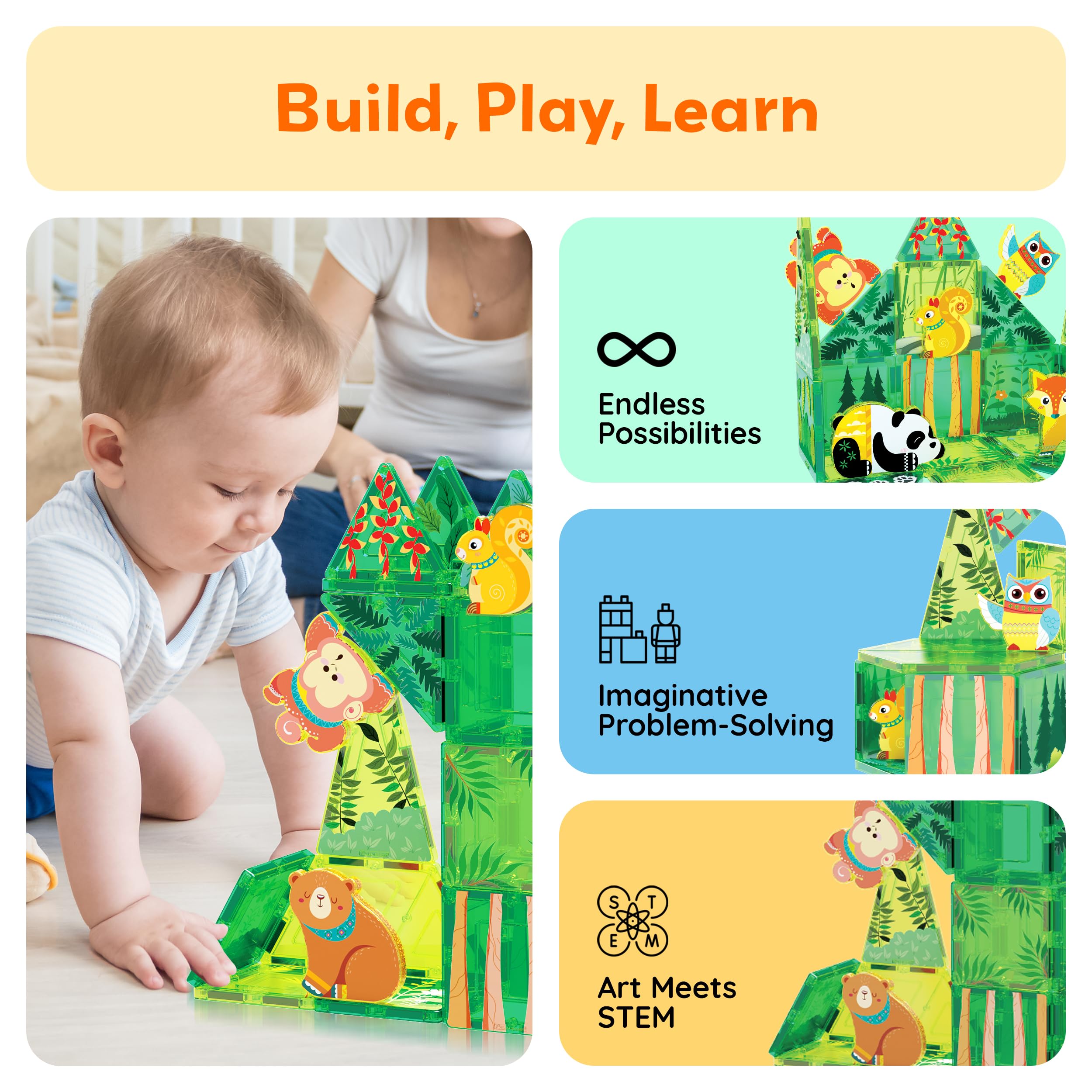 PicassoTiles tiger magnet adds dynamic action to magnetic building sets.