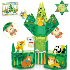 PicassoTiles forest tiles: magnetic pieces for creative building and storytelling