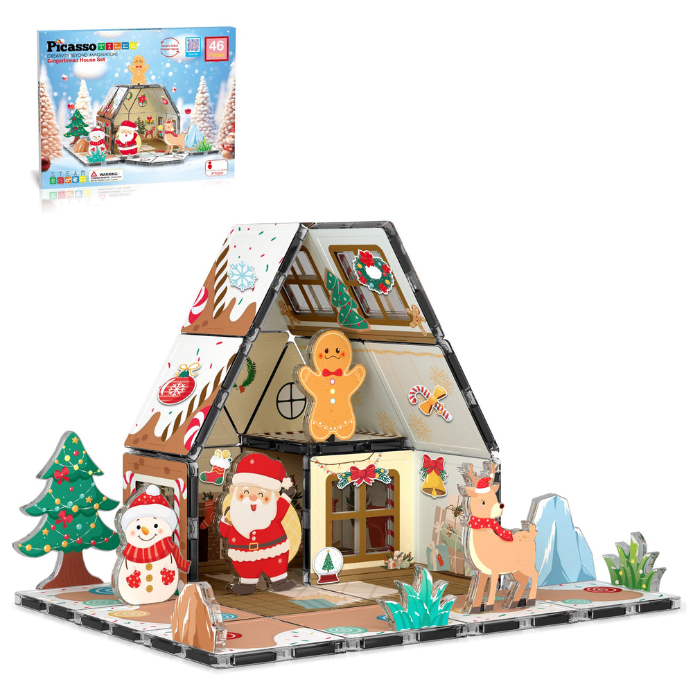 PicassoTiles gingerbread house tiles for imaginative holiday building and storytelling