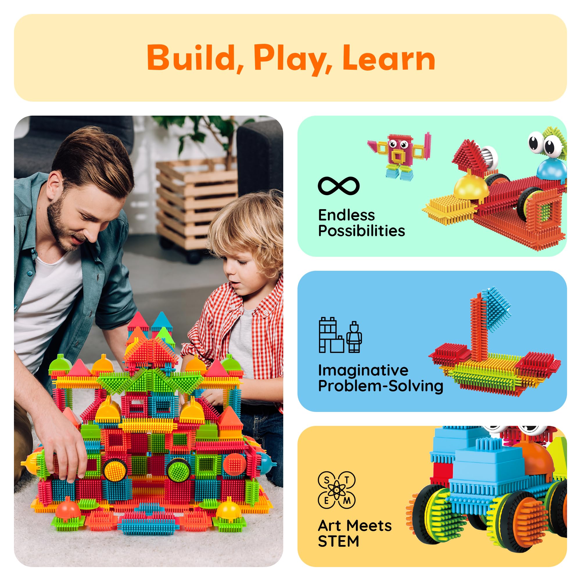 PicassoTiles Hedgehog compatibility with trains boosts creative rearrangement and longer play sessions