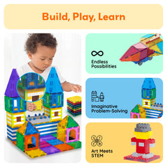 PicassoTiles lets kids stack large, stable builds on tables or walls.