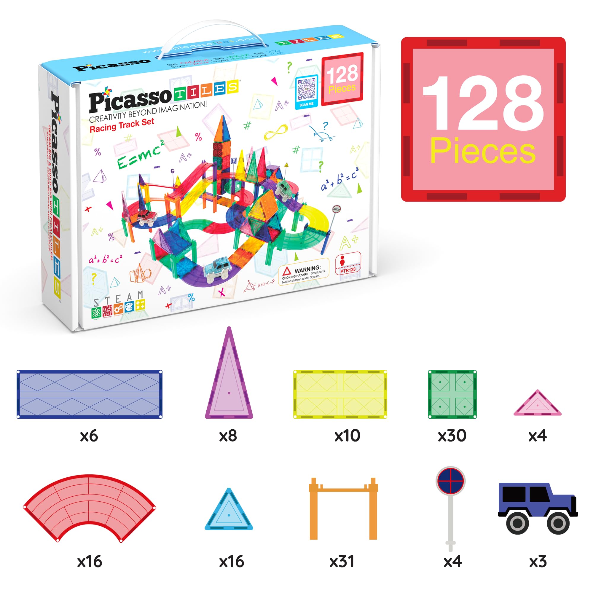 PicassoTiles LED race cars in action to inspire imaginative storytelling and motion