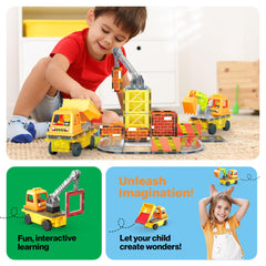 PicassoTiles magnet tile backhoe supports precise digging inspired role play.