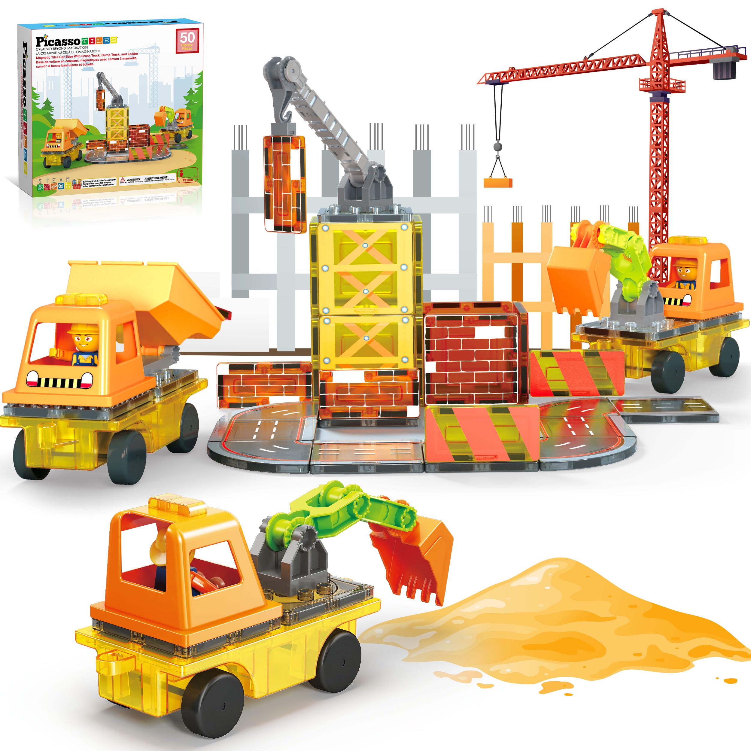 PicassoTiles magnet tile crane in action supports imaginative construction play and motor skill development.