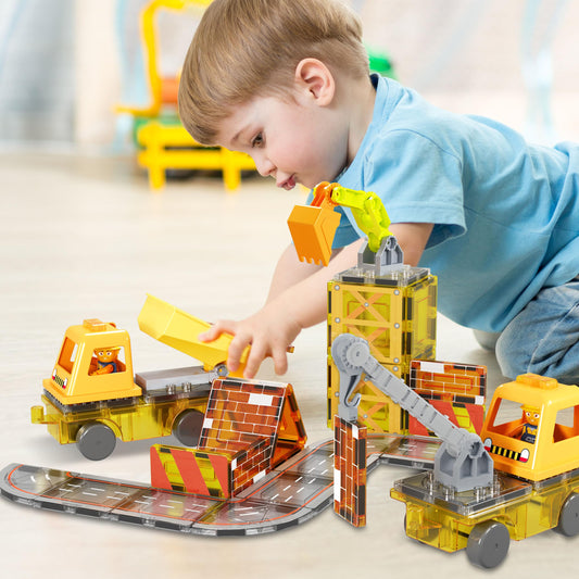 PicassoTiles magnet tile excavator demonstrates sturdy gear interactions during hands-on building.