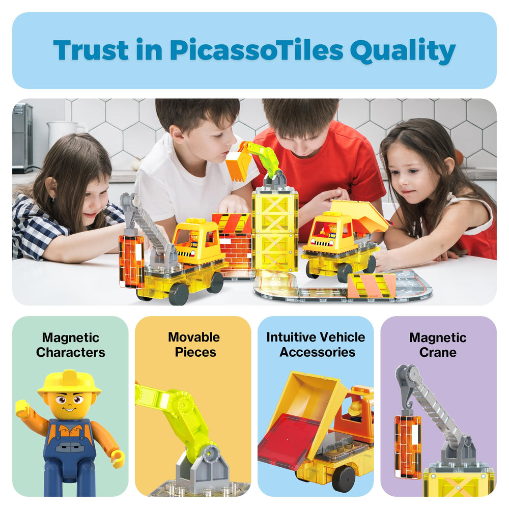 PicassoTiles magnet tiles close-up edges highlight safe handling and grip.