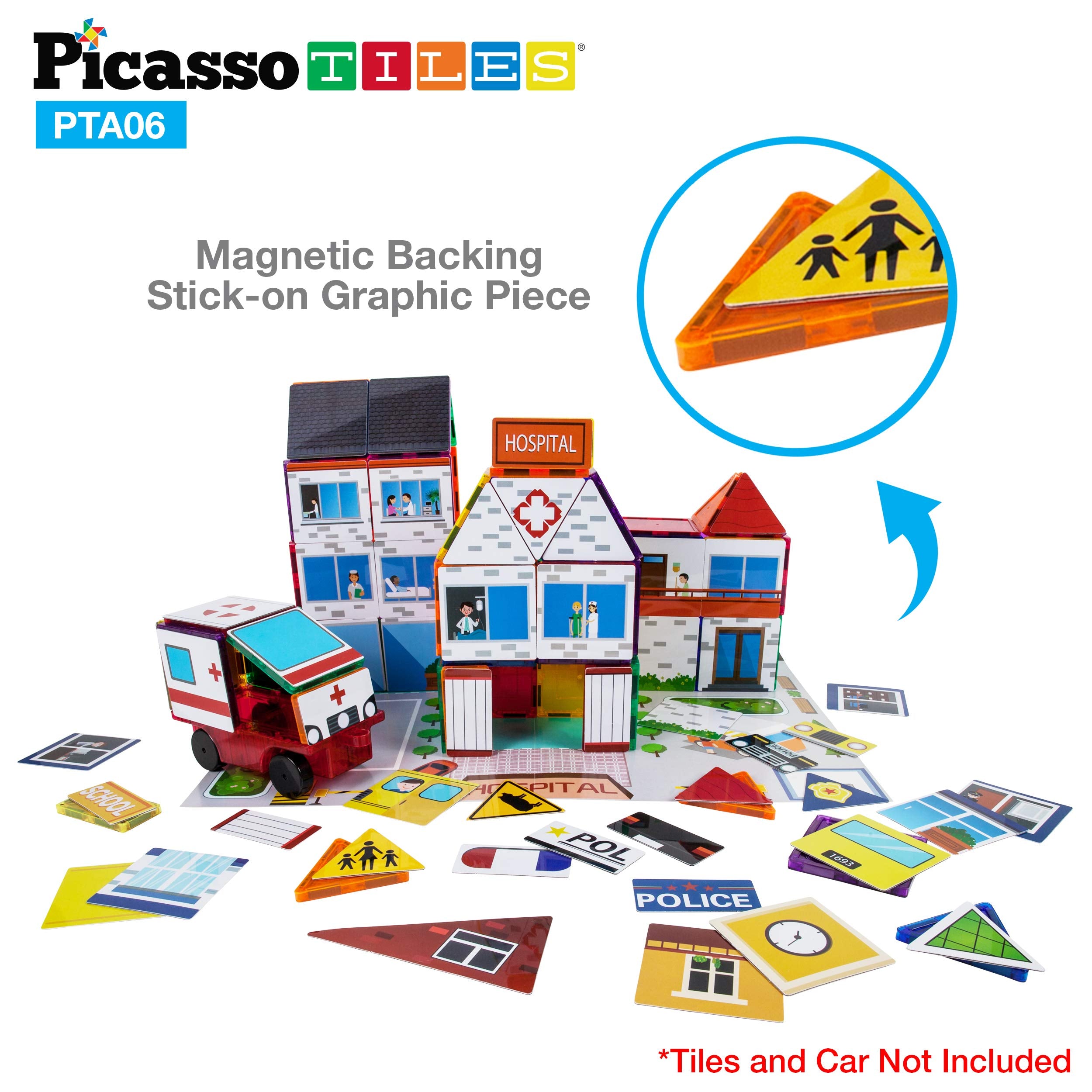 PicassoTiles magnetic backing graphics enable quick setup and versatile reuse