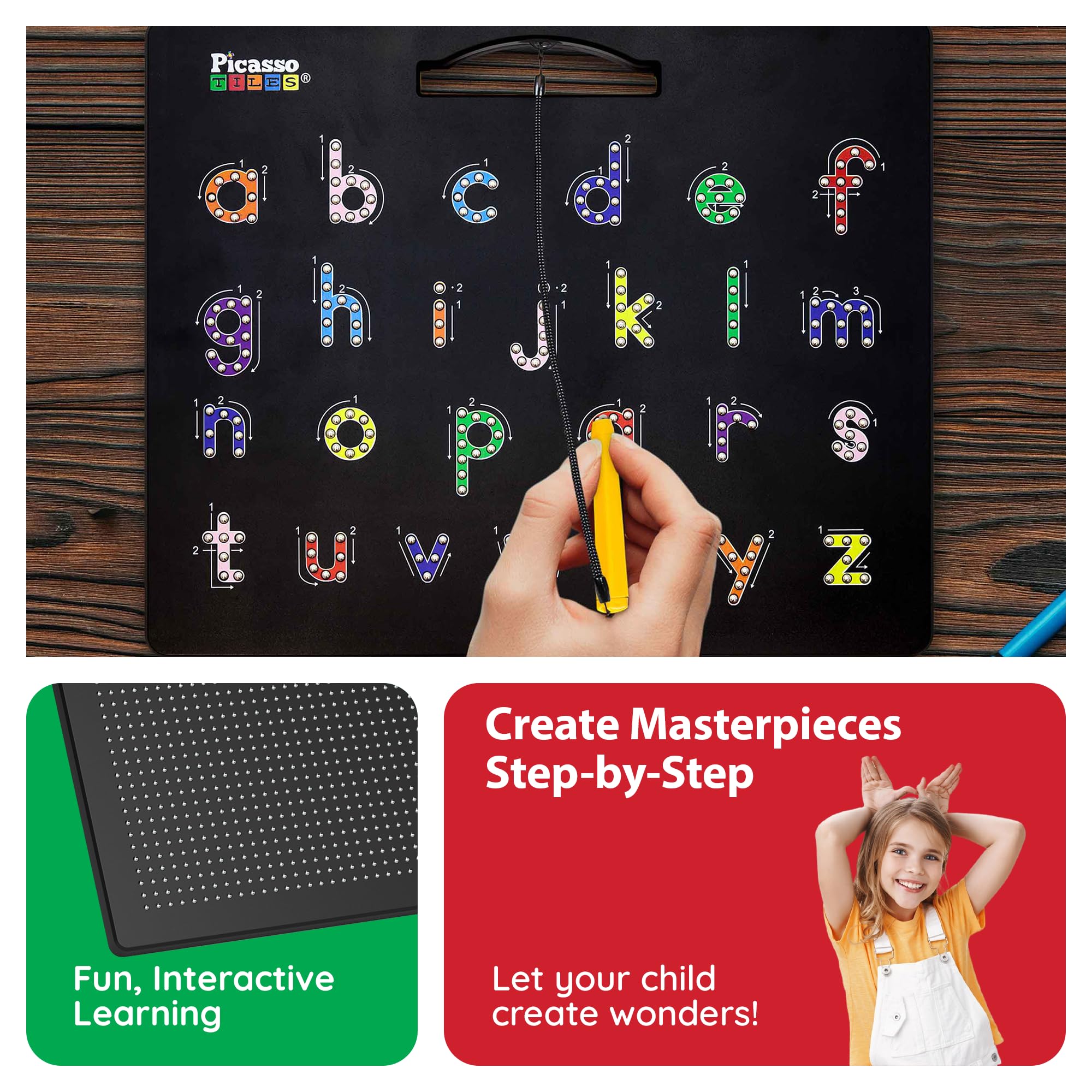 PicassoTiles magnetic bead enclosure shows beads contained for easy cleanup.