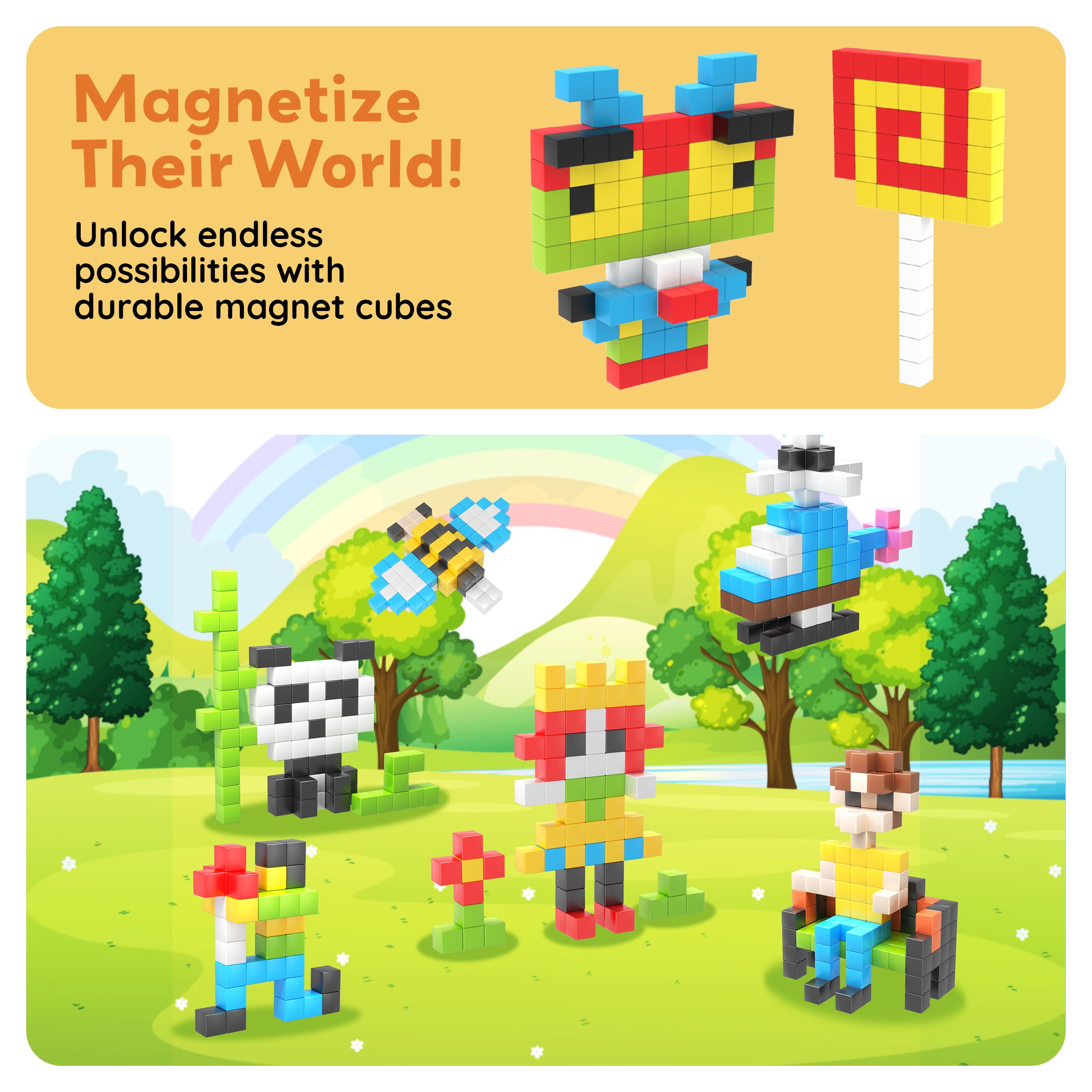 PicassoTiles magnetic grids demonstrate versatile connections for modular play.