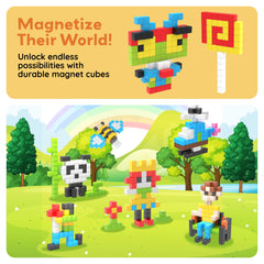 PicassoTiles magnetic grids demonstrate versatile connections for modular play.