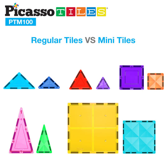 PicassoTiles magnetic tiles close-up diamond highlighting tactile open-ended play for early builders.