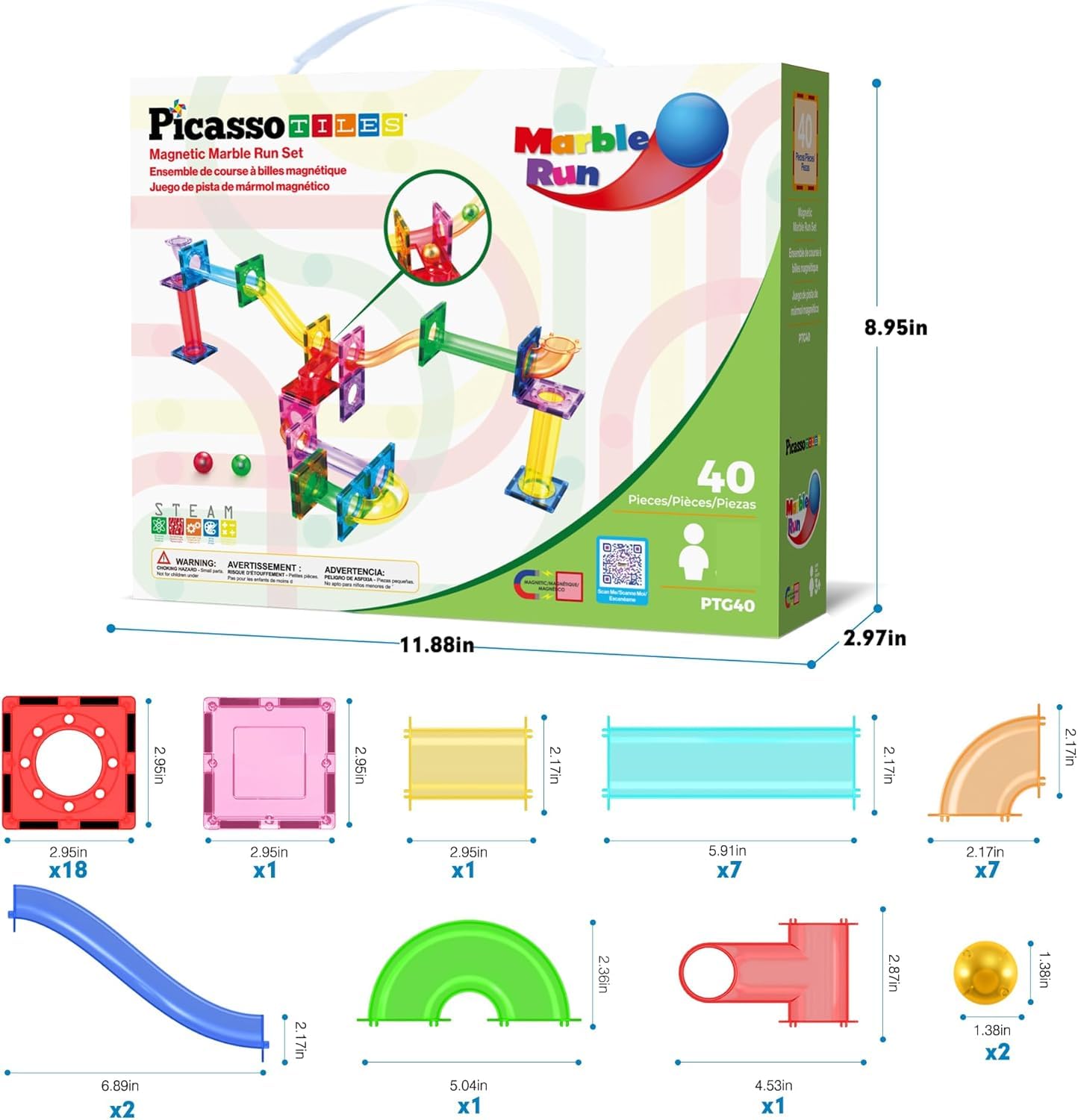 PicassoTiles slide and funnels reveal dynamic marble movement for engaging STEM exploration.