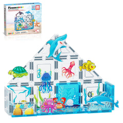 PicassoTiles Marine tiles set showing 26 pieces for ocean builds and play