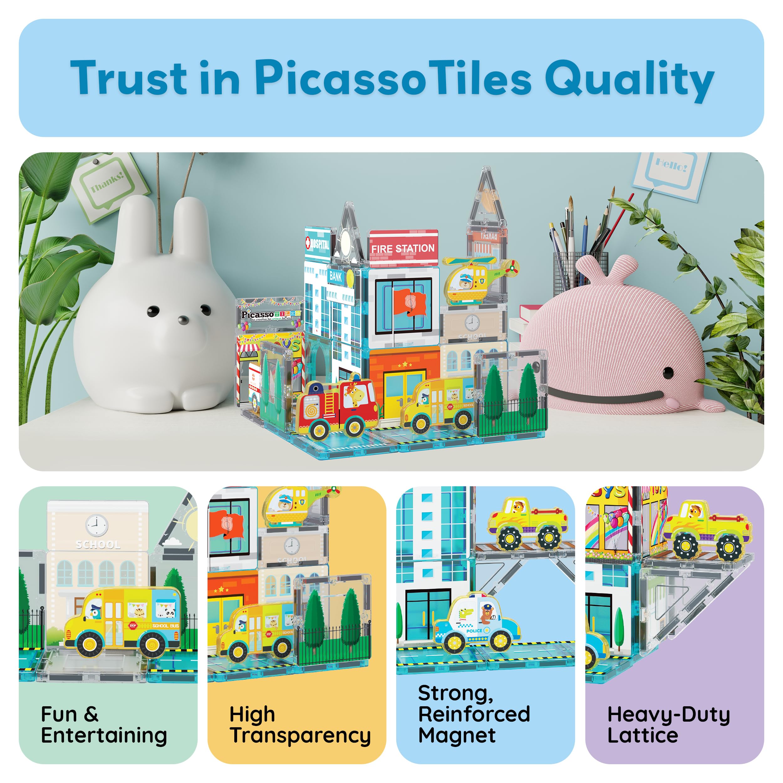 PicassoTiles Metro City Hospital school bus in city layout