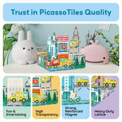 PicassoTiles Metro City Hospital school bus in city layout