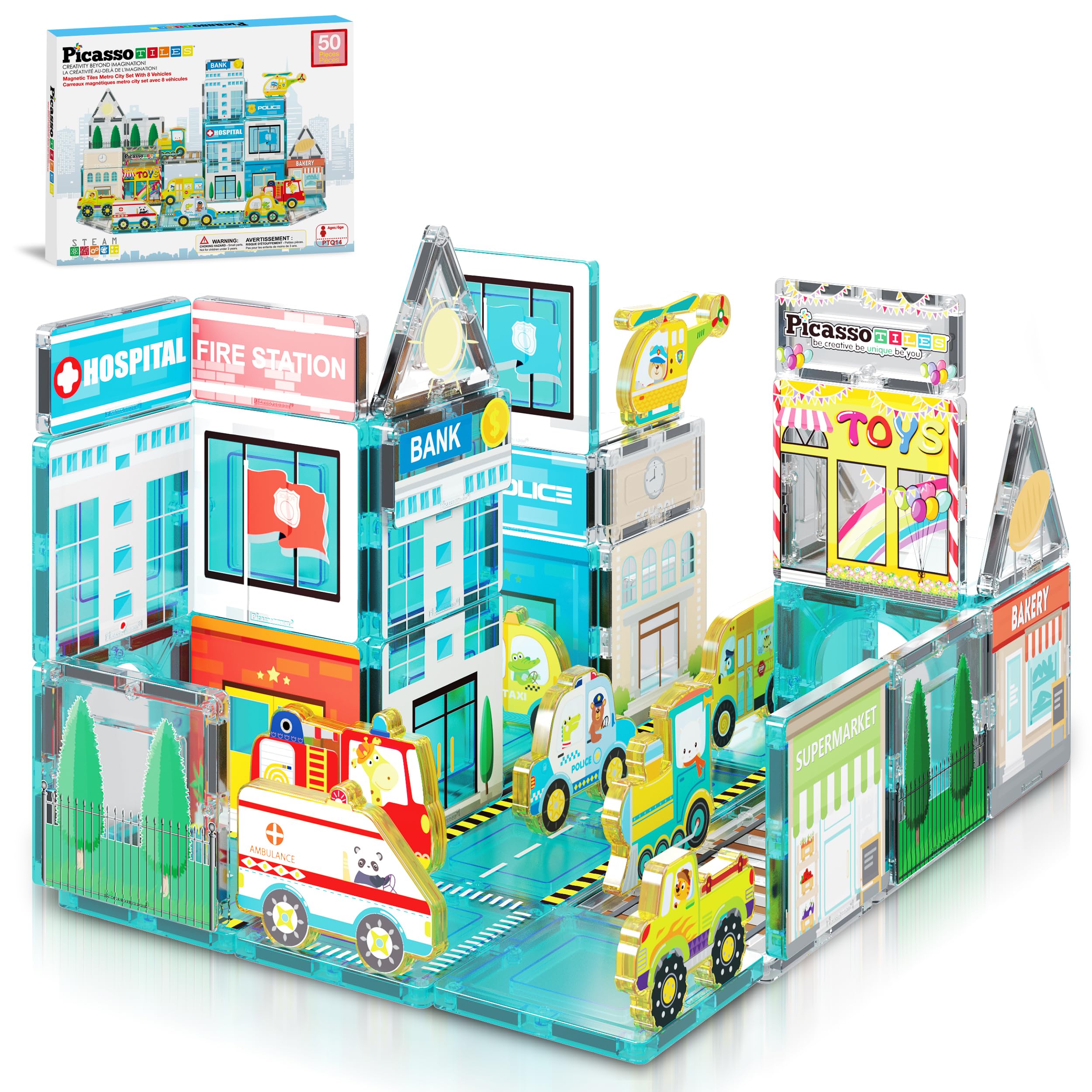 PicassoTiles Metro City Hospital tiles for imaginative city-building play