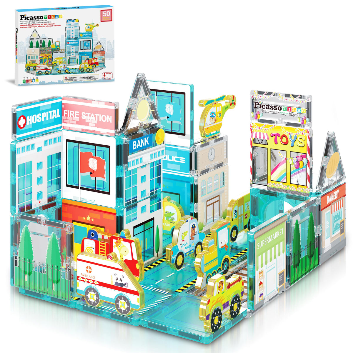 PicassoTiles Metro City Hospital tiles for imaginative city-building play
