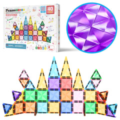 PicassoTiles Mini Diamond Tiles close-up showing magnetic diamonds for open-ended play and STEM exploration.