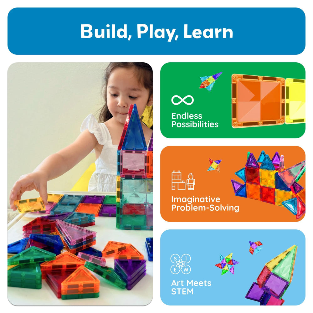 PicassoTiles Montessori-inspired playsets boost problem-solving and spatial awareness.
