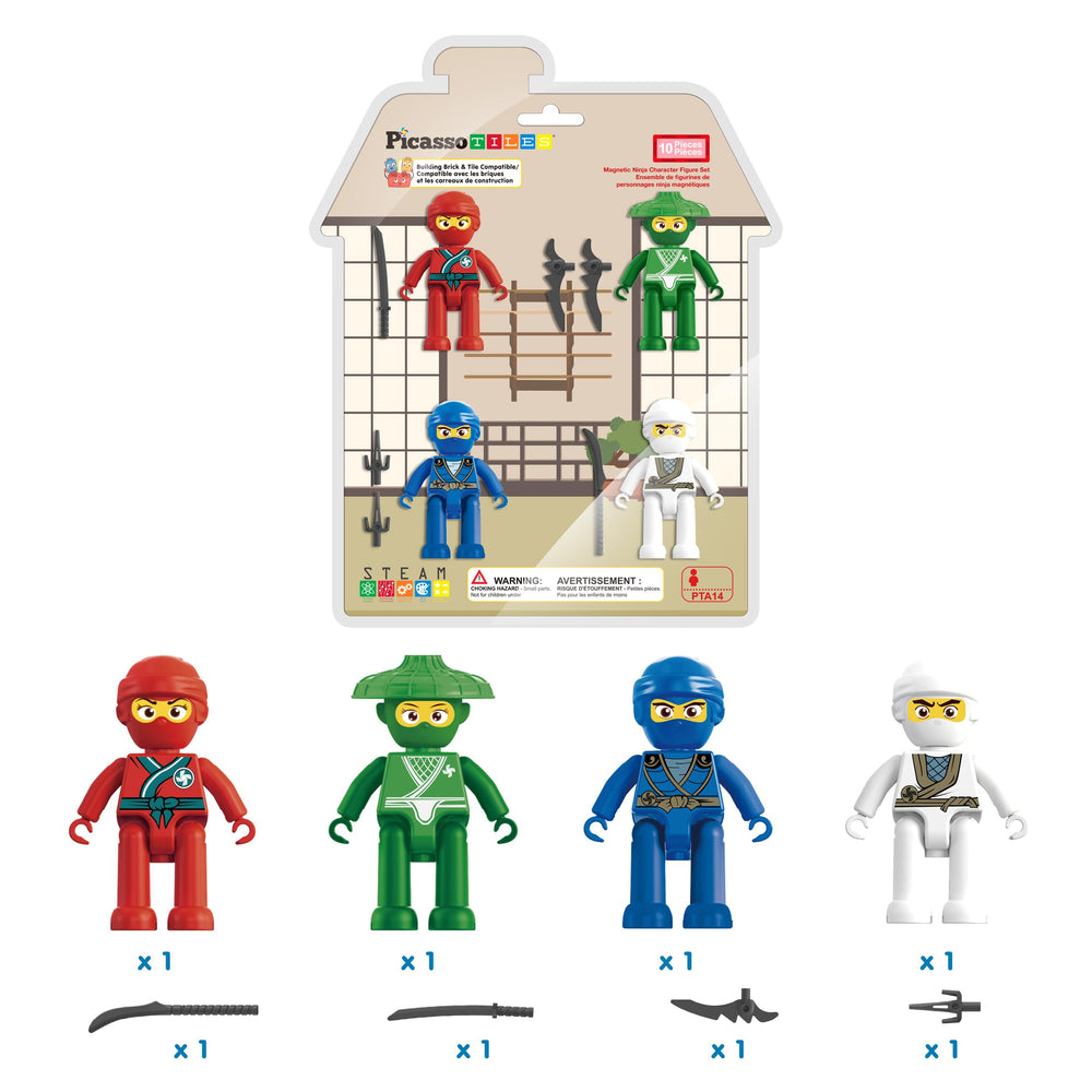PicassoTiles Ninja Add-On Kit to extend existing magnetic tile sets