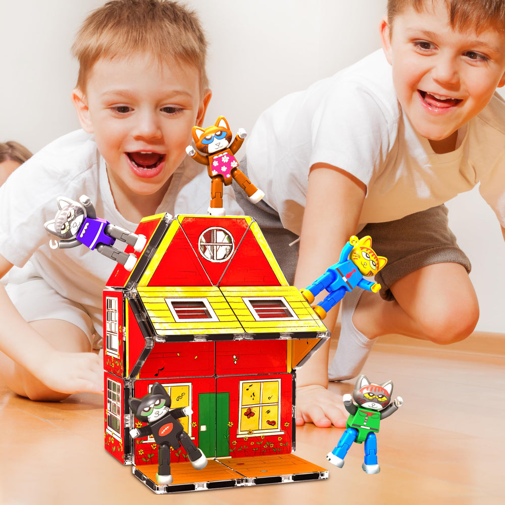 PicassoTiles Pete the Cat figures articulated limbs support dynamic posability during play.
