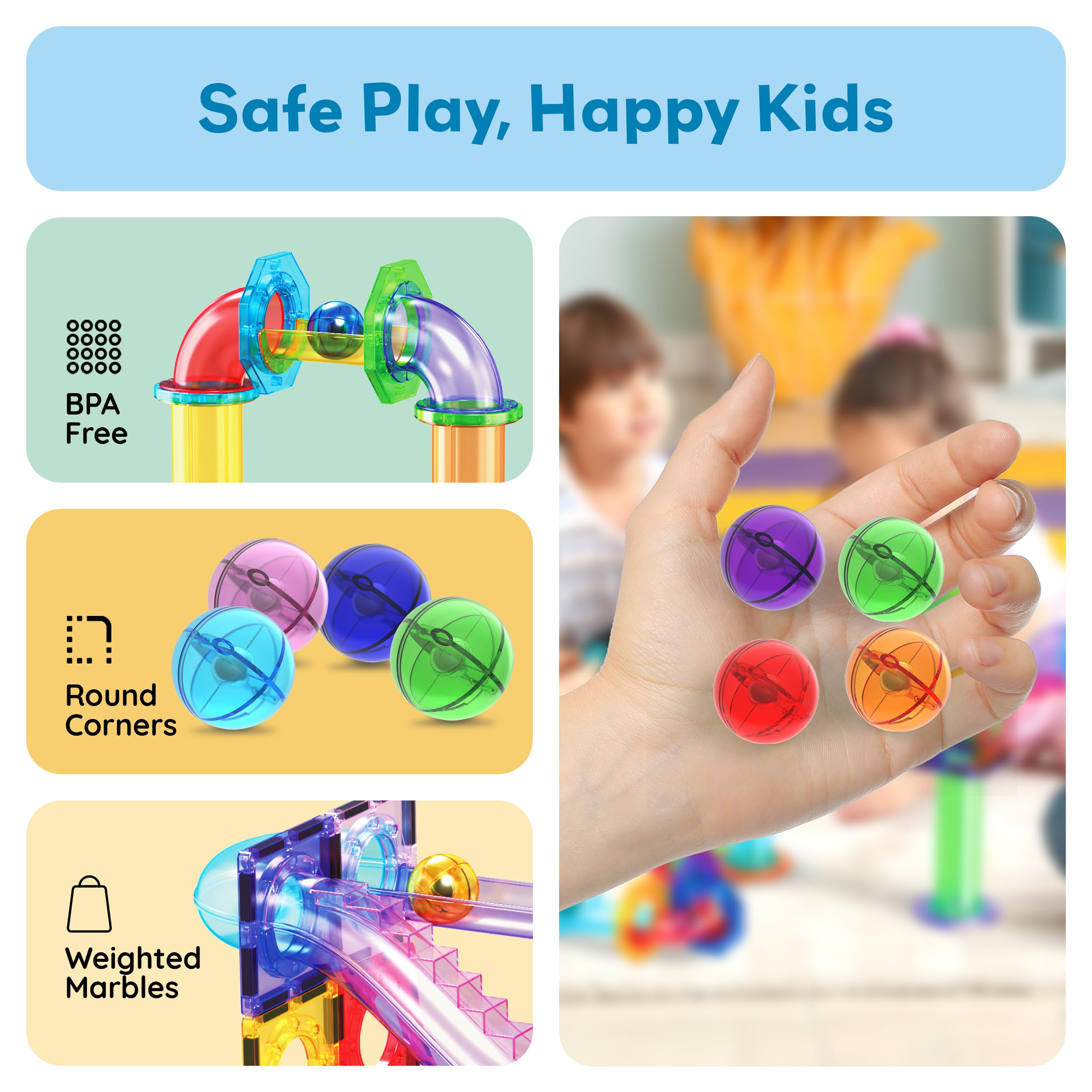 PicassoTiles marbles delight preschoolers with tactile color-rich exploration.