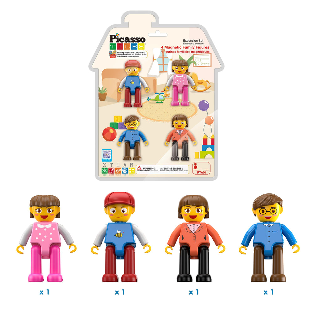 Magnetic connectors keep figures stable during build and storytelling.