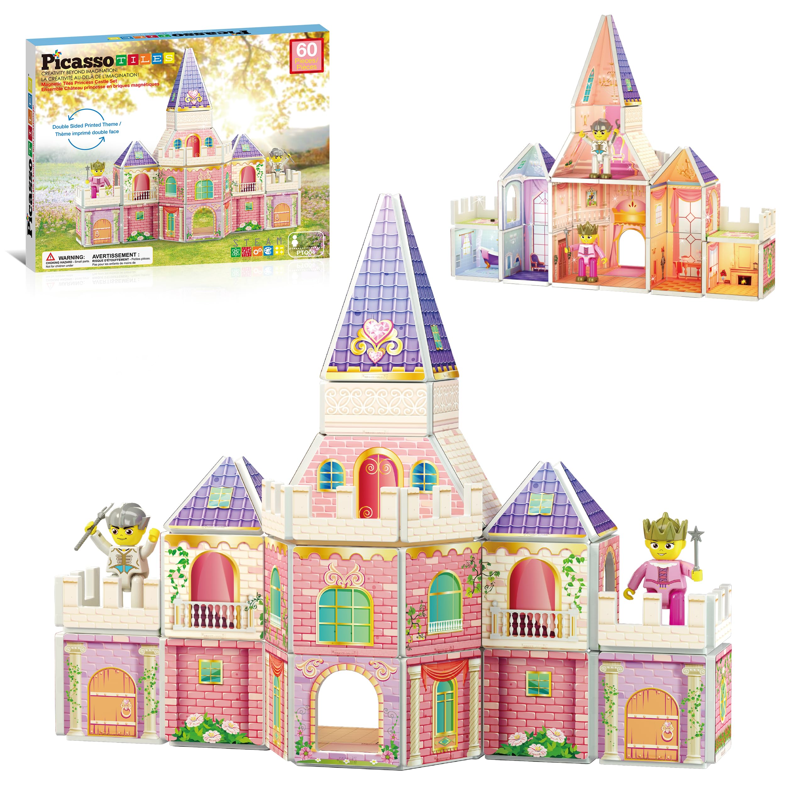 PicassoTiles princess castle 60-piece set for imaginative play and early STEM skills