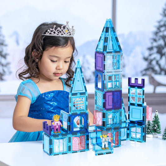 PicassoTiles princess and prince figures fuel imaginative storytelling.