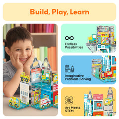 PicassoTiles printed magnet tiles support creative city layouts.