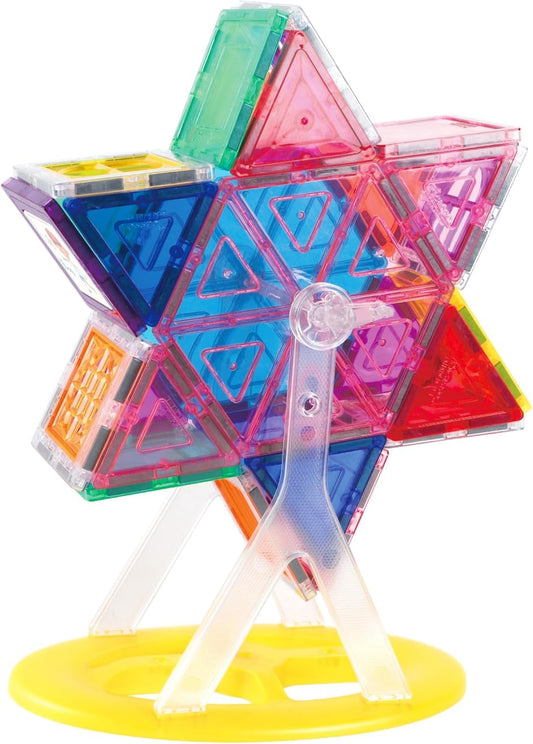 PicassoTiles PT09 Ferris Wheel assembly demonstrates magnetic connections for dynamic builds.