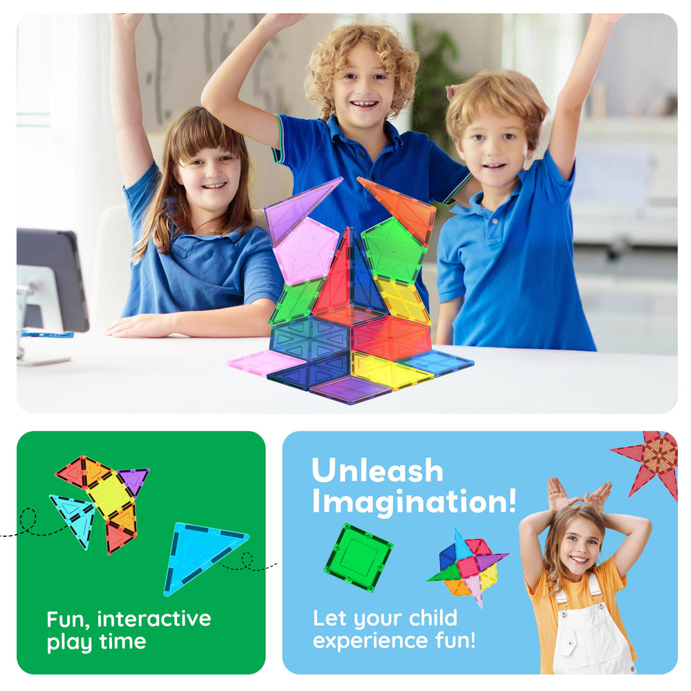 PicassoTiles PT16 stackable tiles promote problem-solving during collaborative play