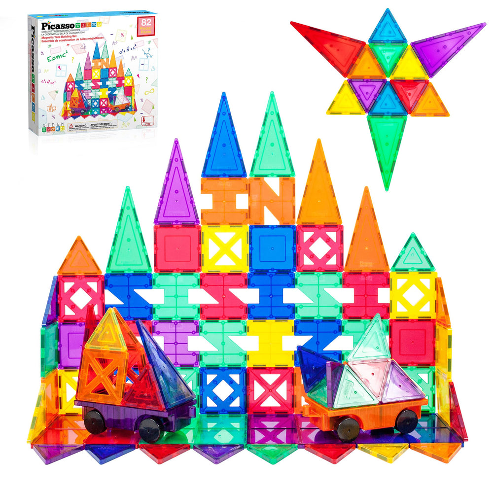 PicassoTiles PT82 creativity set tiles in clear colors for imaginative play