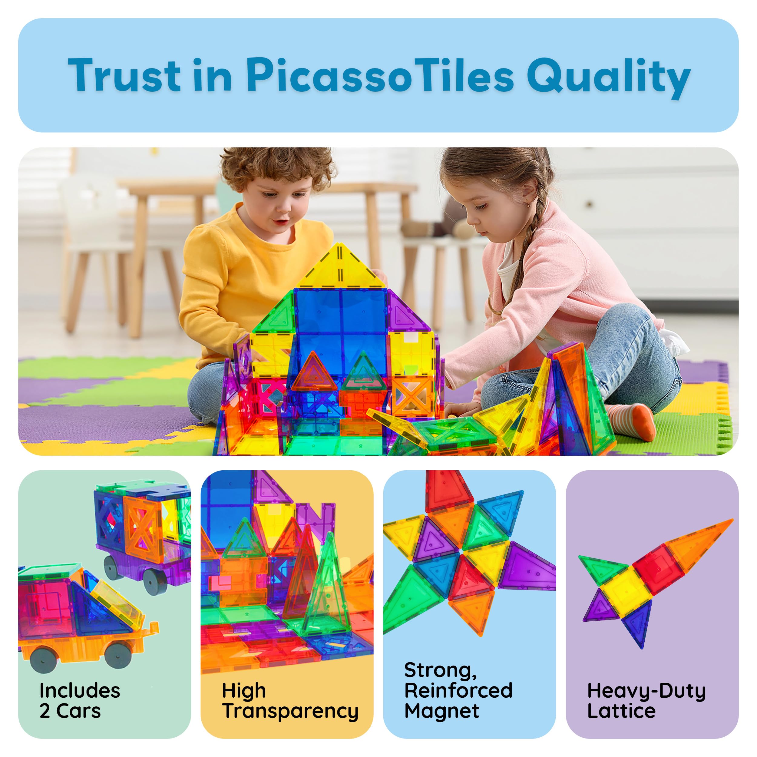 PicassoTiles PT82 storage-friendly kit for neat cleanup after play