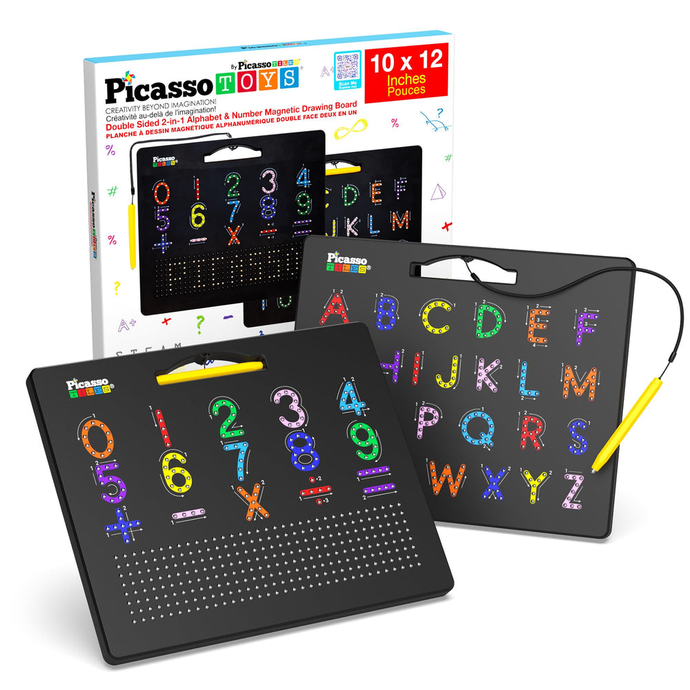 PicassoTiles PTB02-BLK drawing board front view for screen-free learning.