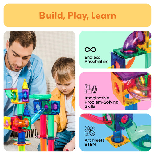 PicassoTiles PTG100 racing track tiles encourage creative problem solving during building sessions