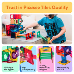 PicassoTiles PTG70 magnetic marble invites tactile exploration and kinetic learning.