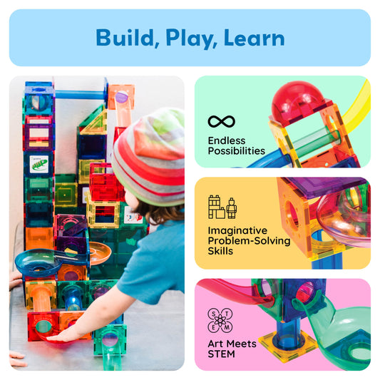 PicassoTiles PTG70 magnetic tiles for quick builds and visual magnetism learning.