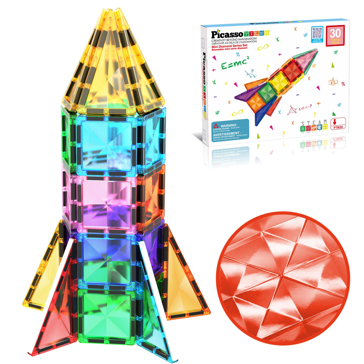 PicassoTiles PTM30 compact travel diamond tiles for portable creativity on the go