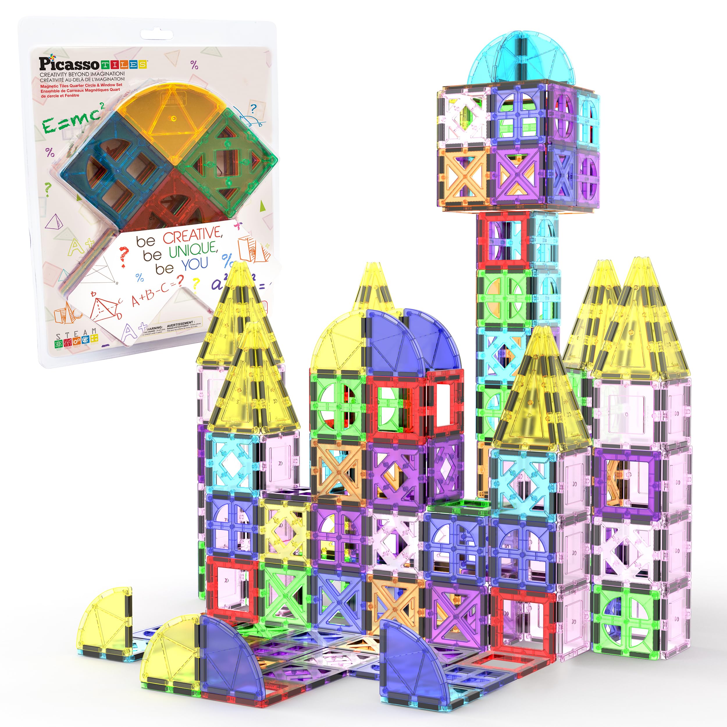 PicassoTiles quarter-round tiles for creative play and spatial awareness.