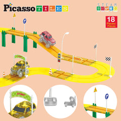 PicassoTiles race vehicle structures customize and extend racecourse layouts.